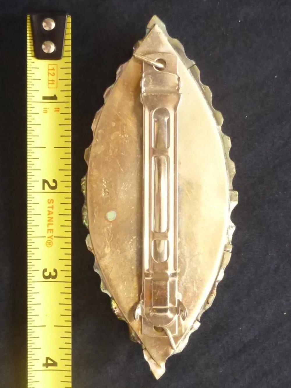 Vintage Mexican Alpaca Silver Inlay Hair Barrette MOP Abalone Shell 3.75